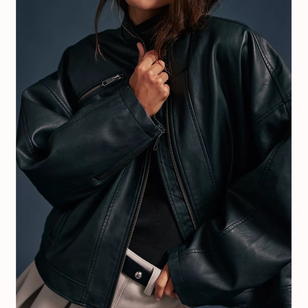 We The Free Dark Leather Jacket